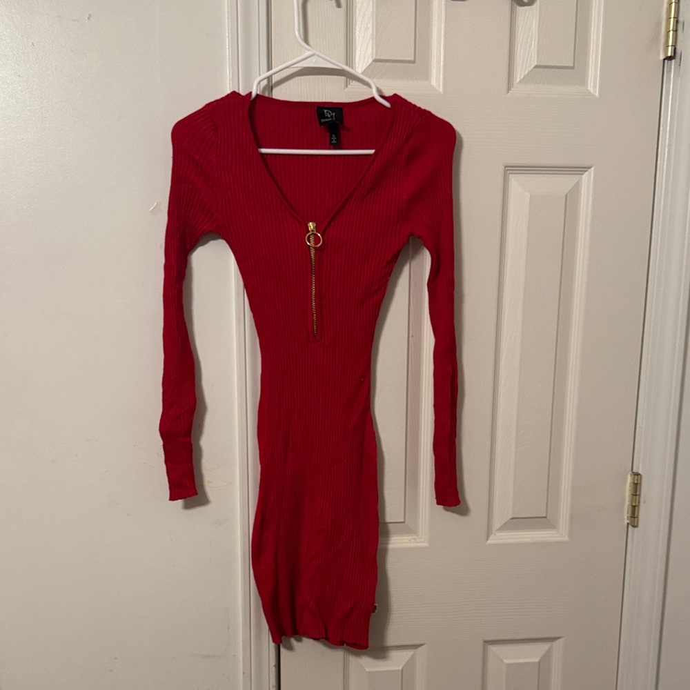 Derek Heart Red Long Sleeve Dress